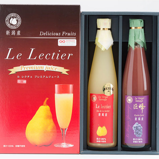 YAMAYO果樹園特製西洋梨&巨峰葡萄100%果汁直榨組合禮盒|新潟直送・無添加雙瓶組・節慶送禮高級飲品