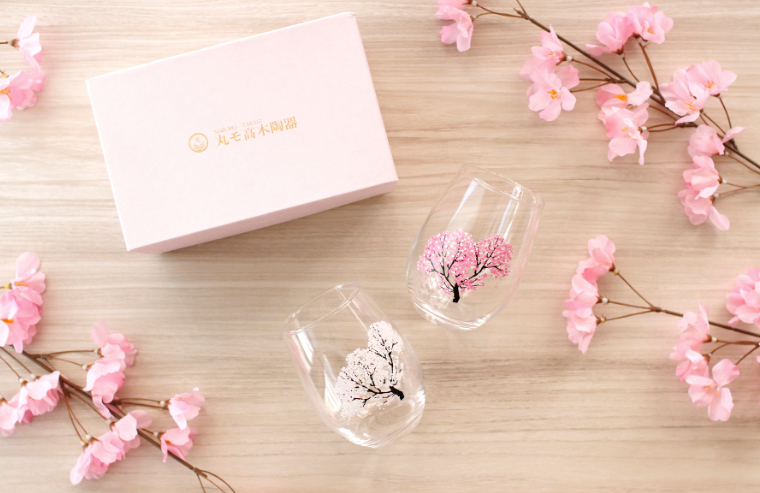 冷感櫻・冷感紅葉變色玻璃杯|日本四季感溫杯・櫻花/楓葉單品|marumo高木陶器