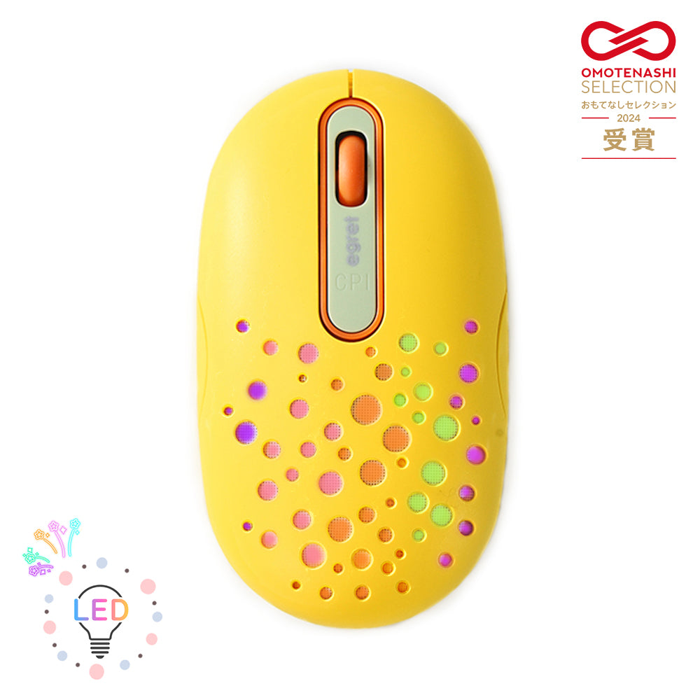 EGRET HappiE 系列 LED發光無線滑鼠|Bluetooth&2.4GHz雙模式・USB-C快充・三段DPI調節