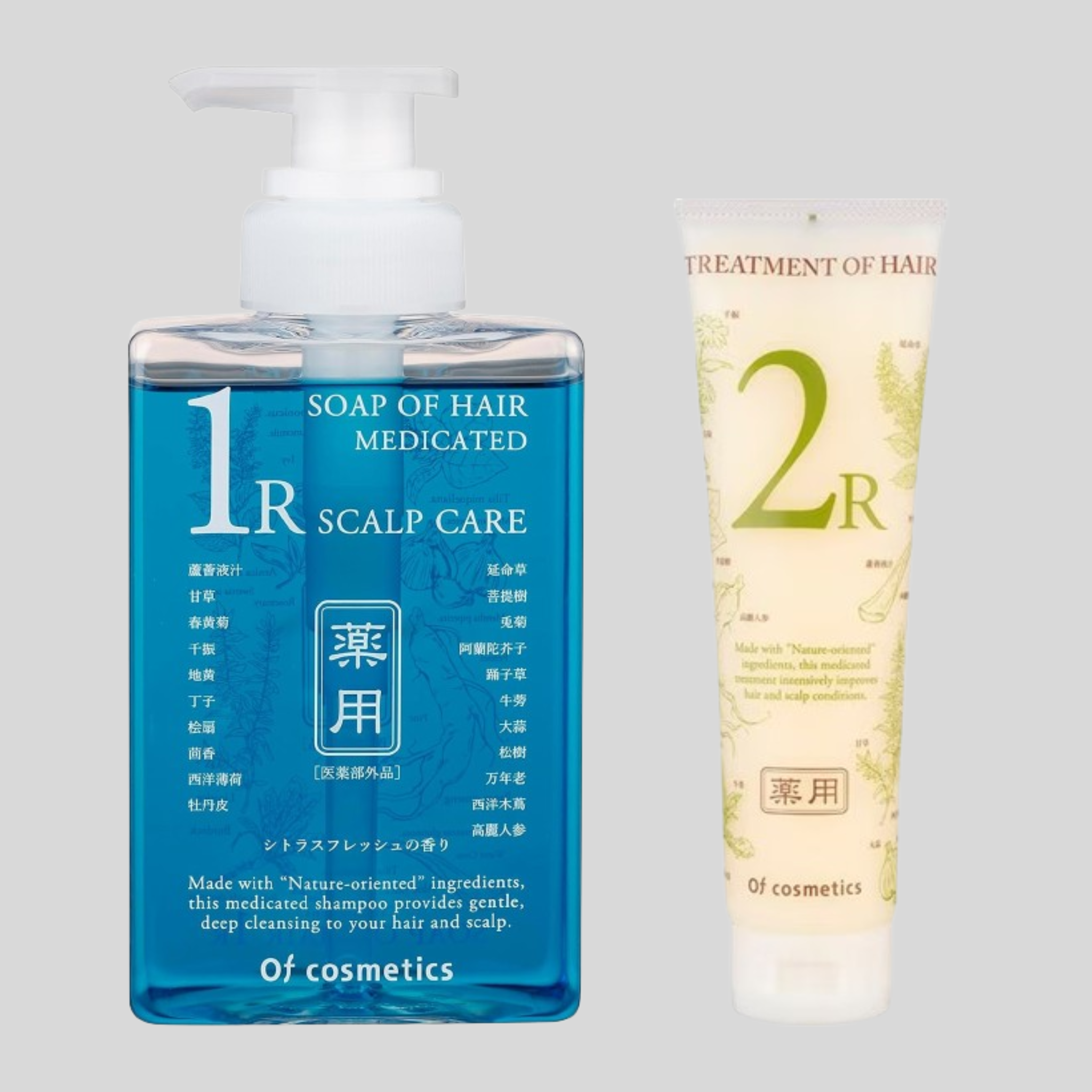 Of cosmetics 藥用洗髮精+護髮素套裝 清爽控油型｜柑橘薄荷香氛・抗屑控油涼感護理