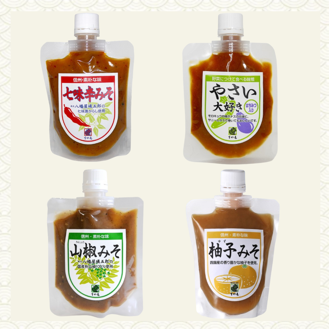 Sōya Kamehonten Seasoned Miso Series | Seven-Spice Miso, Sansho Miso, Yuzu Miso, Vegetable Miso | Suitable for salads, dipping sauces, and barbecues