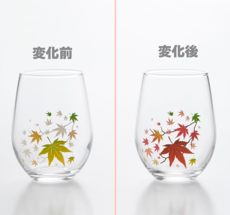 冷感櫻・冷感紅葉變色玻璃杯｜日本四季感溫杯・櫻花/楓葉單品｜marumo高木陶器