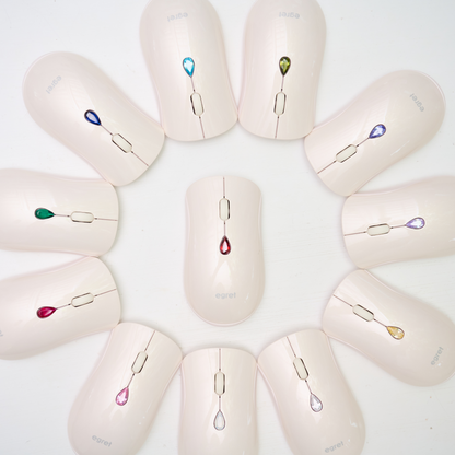 EGRET SweetiE-Jewelry 系列 立方氧化鋯寶石按鈕無線滑鼠｜12色誕生石選擇・Bluetooth&2.4GHz雙模式