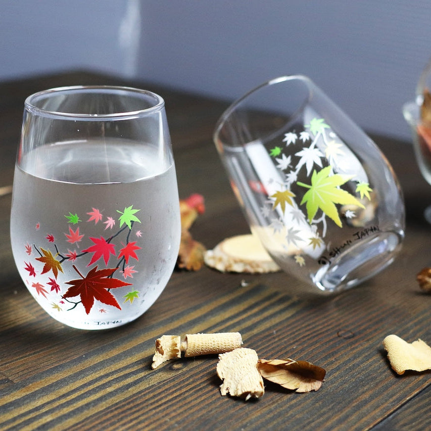 冷感櫻・冷感紅葉變色玻璃杯｜日本四季感溫杯・櫻花/楓葉單品｜marumo高木陶器